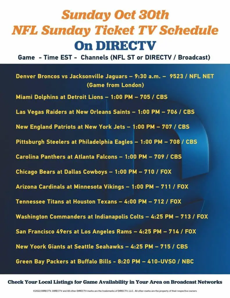 DIRECTV Football Channel Today: Schedule and Lineup